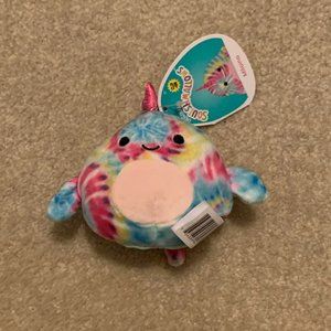 new with tags - 3.5” squishmallow squish clip narwhal whale dolphin sea creature